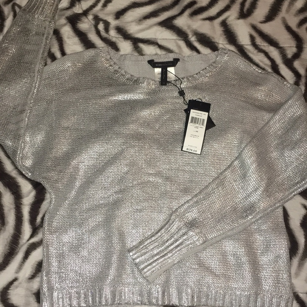 BCBG MAXAZRIA METALLIC SWEATER
